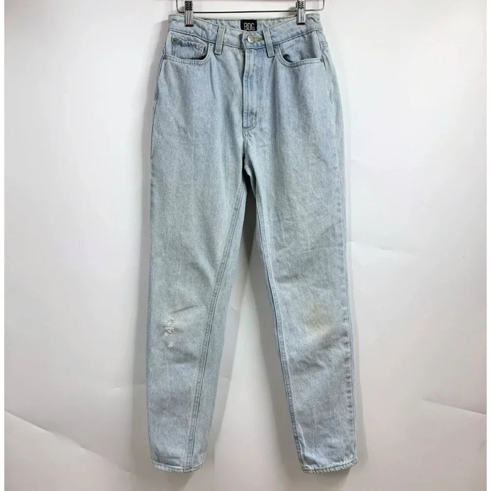 BDG Urban Outfitters Women's Mom High Rise Distressed Denim Jeans Size 26